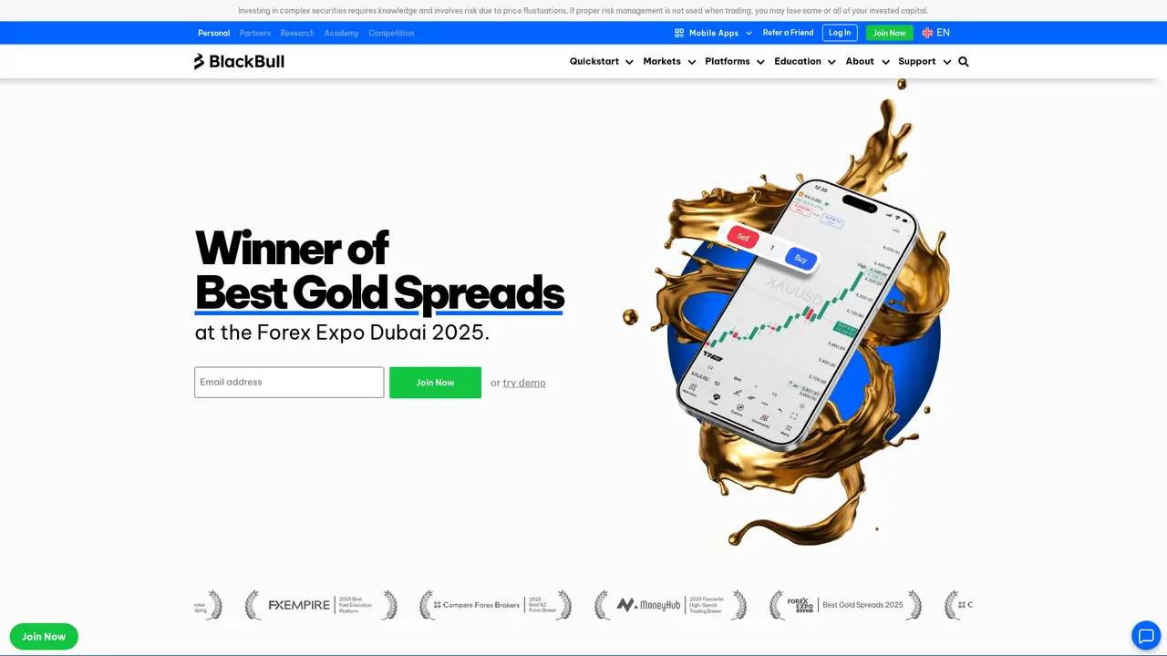 BlackBull Markets official website screenshot