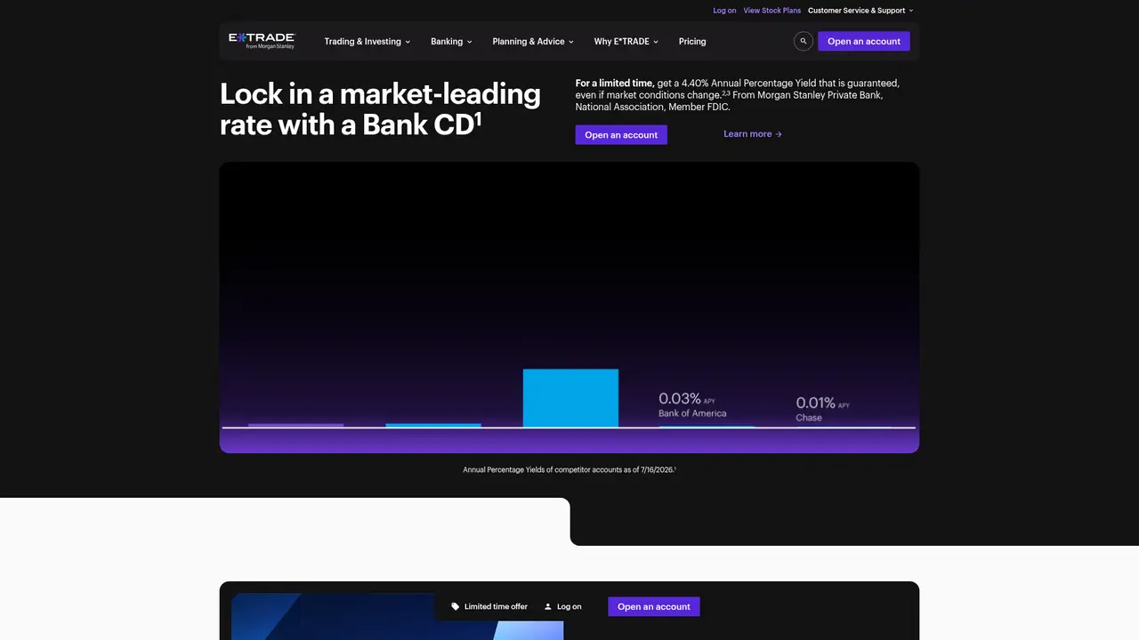 E*TRADE official website screenshot