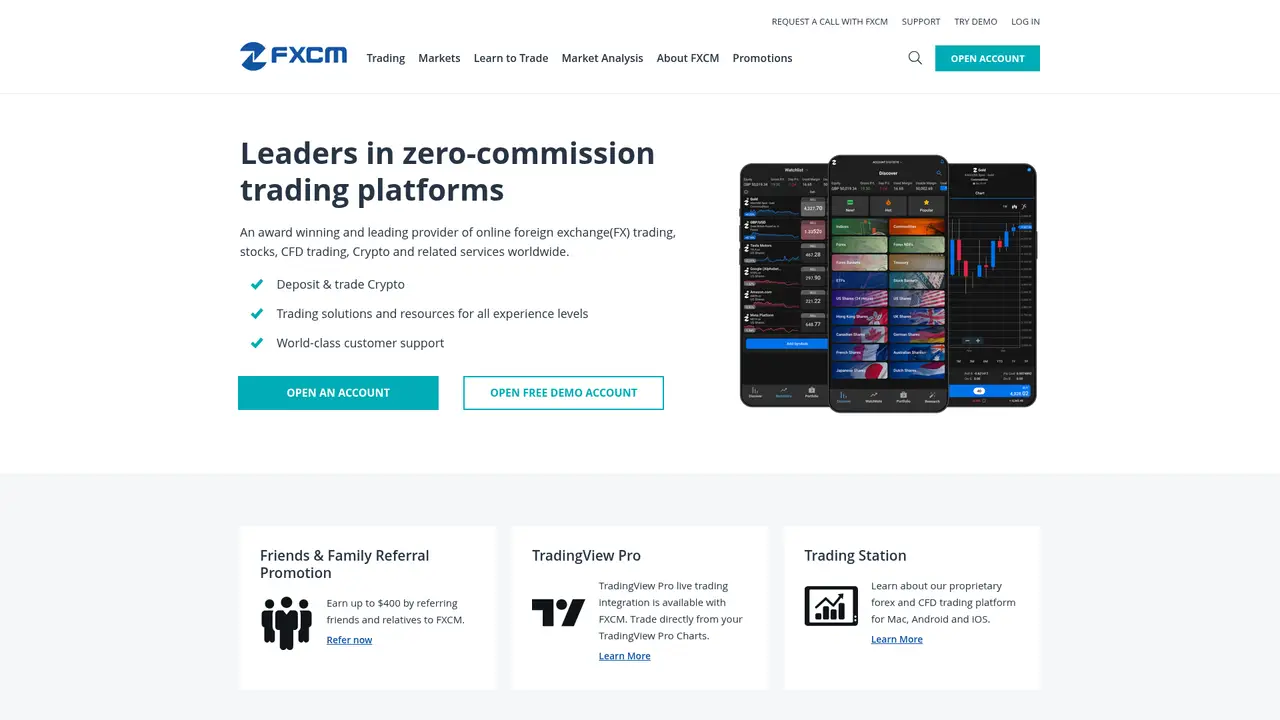 FXCM official website screenshot