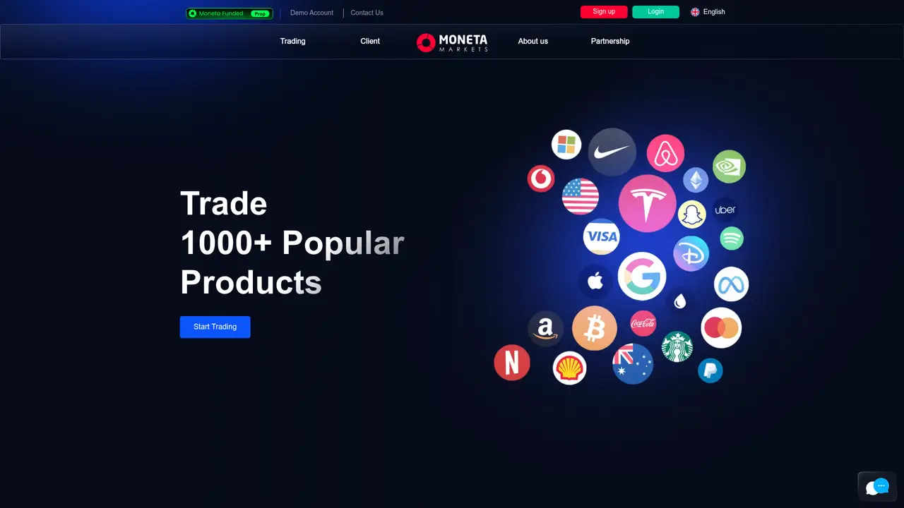 Moneta Markets official website screenshot