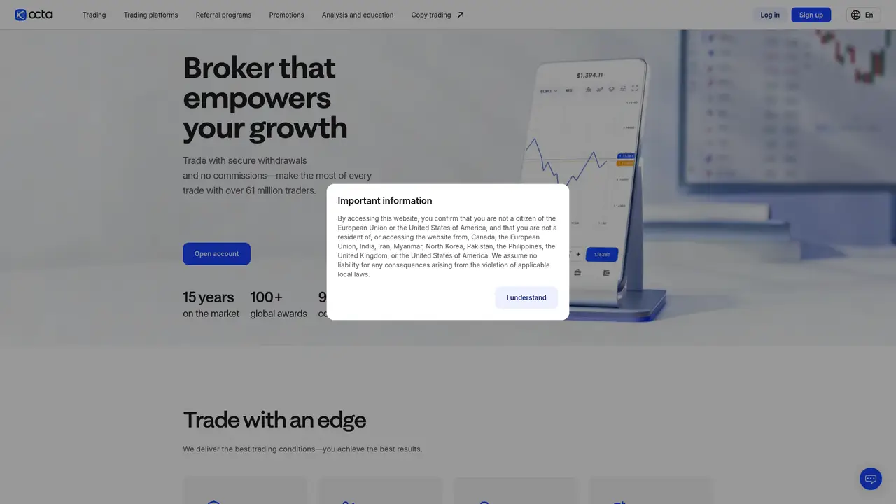 Octa official website screenshot