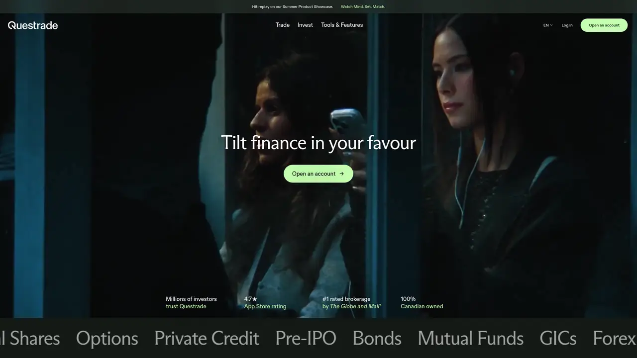 Questrade official website screenshot