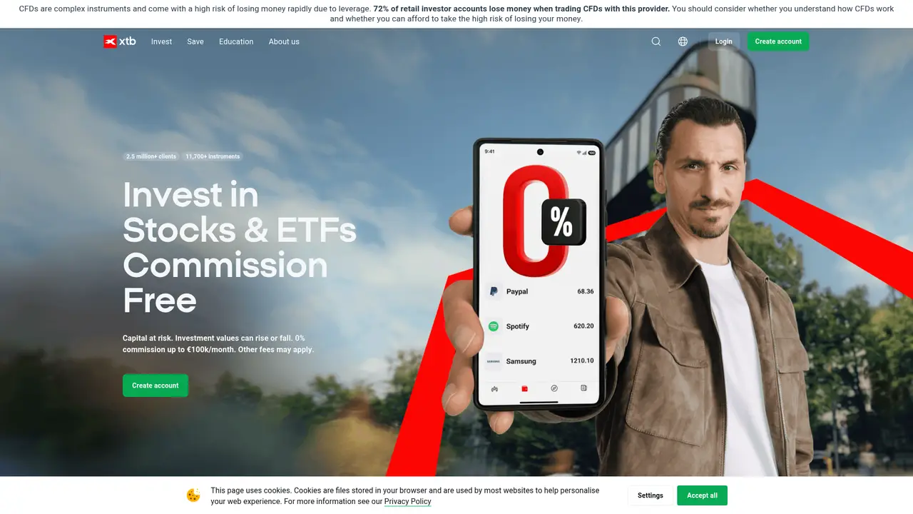 XTB official website screenshot